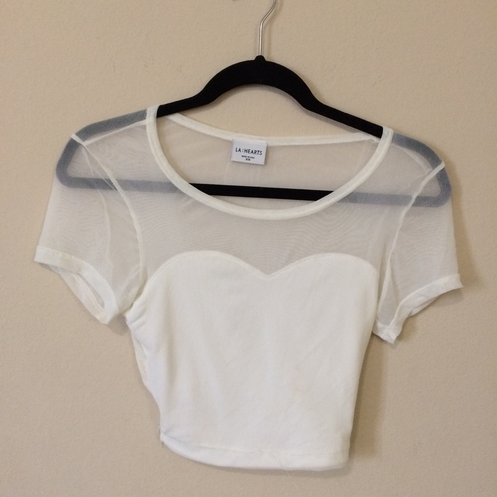 ❤️ Pacsun White/Cream Mesh Crop Top